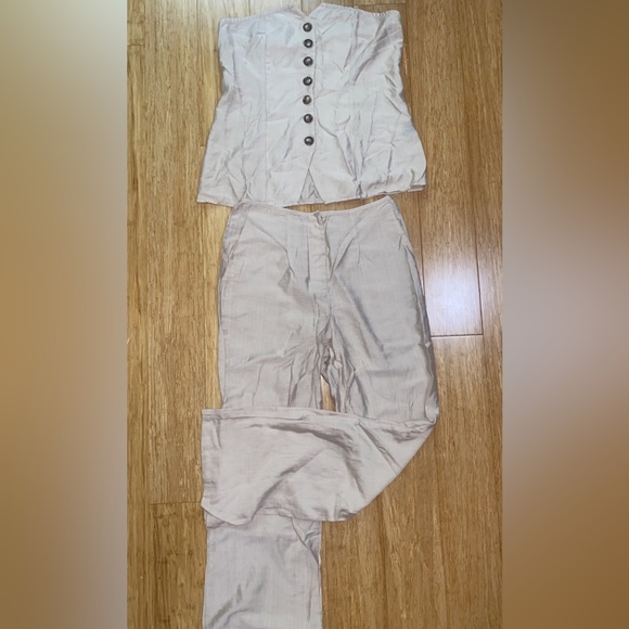 SHEIN Beige Set - Strapless Top (L) with Trousers (M) NWOT - Picture 3 of 3